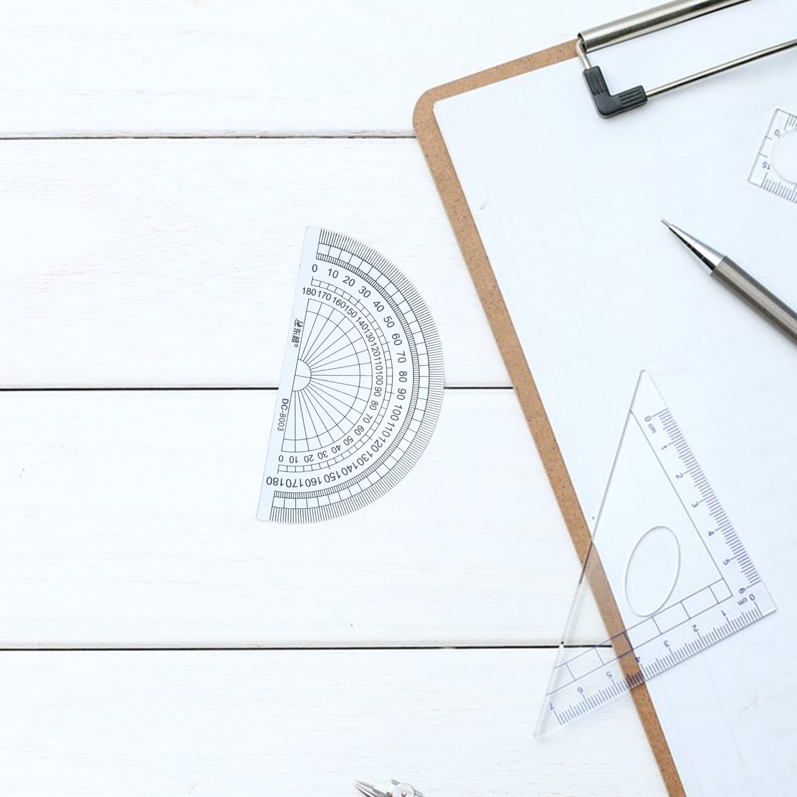 WRISTBIQUE Transparent Math Problems Technical Drawing Rulers 180 Degrees Protractors for Students