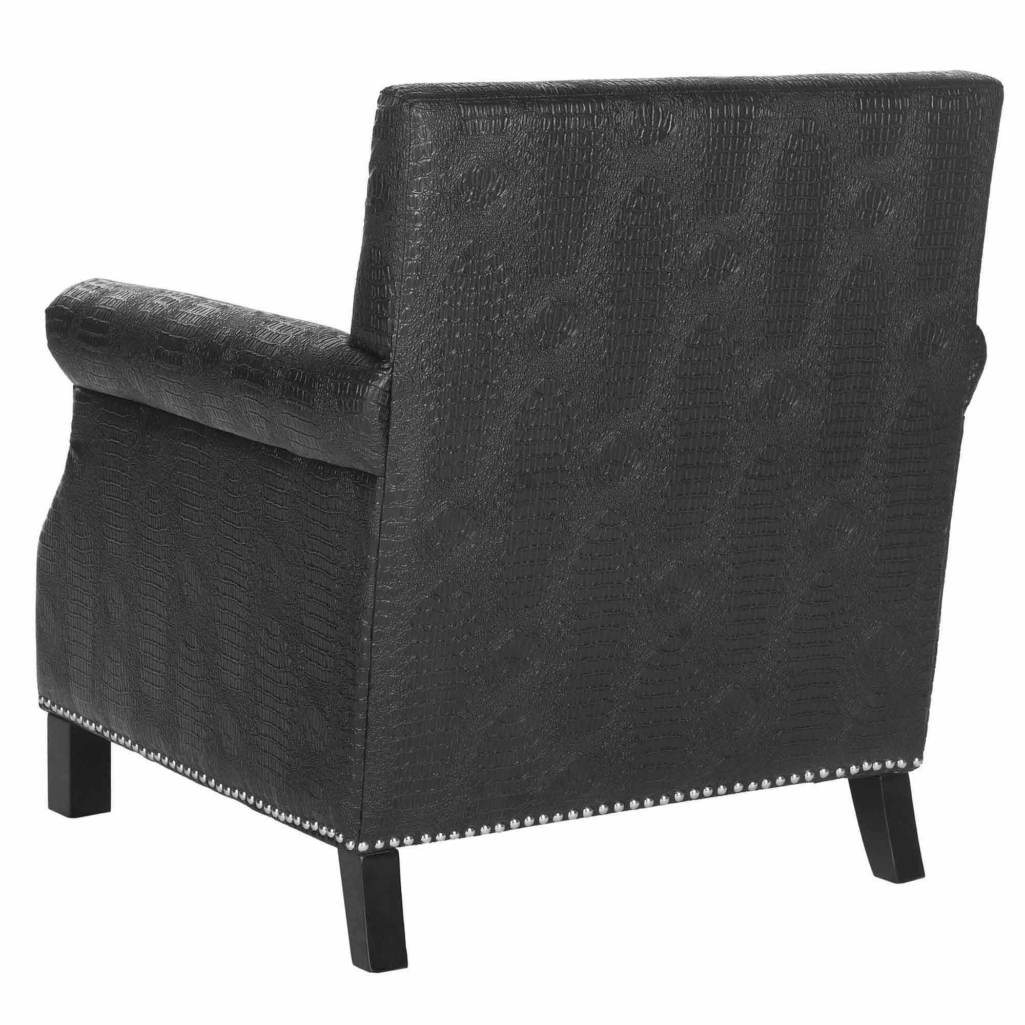 SAFAVIEH Easton Rustic Glam Upholstered Club Chair w/ Nailheads, Black Crocodile - image 4 of 4