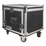 Sound Town Enhanced Thickness 1/2 (12mm) Plywood 8U Audio Rack/Road ATA Case with 11U Slant Mixer Top, 20 Rackable Depth, Casters, 8 Space Size, Pro Tour Grade (STMR-8UW)