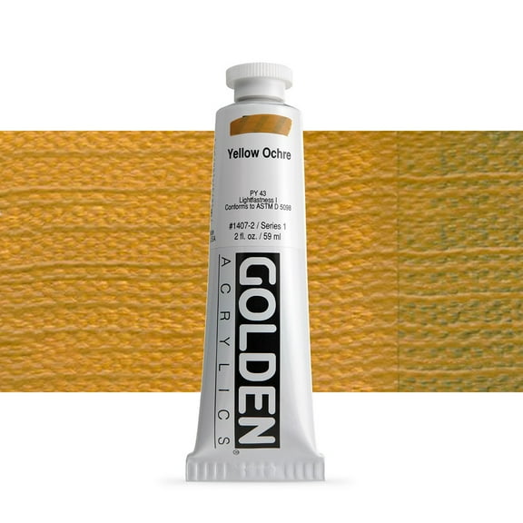 Golden Heavy Body Artist Acrylic, 2 oz, Yellow Ochre