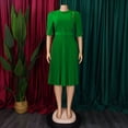 thumbnail image 4 of AURA Plus Size Women Pleated High Waist Midi Dress Half Turtleneck Button Elegant Autumn Dress, 4 of 8