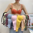 thumbnail image 4 of Ropa interior sujetador Multicolor de una pieza cómodo brillante sin costuras pequeños pechos Push Up Top soporte sin anillo de acero ropa interior cómoda mujeres Top Bott delgado, 4 of 5