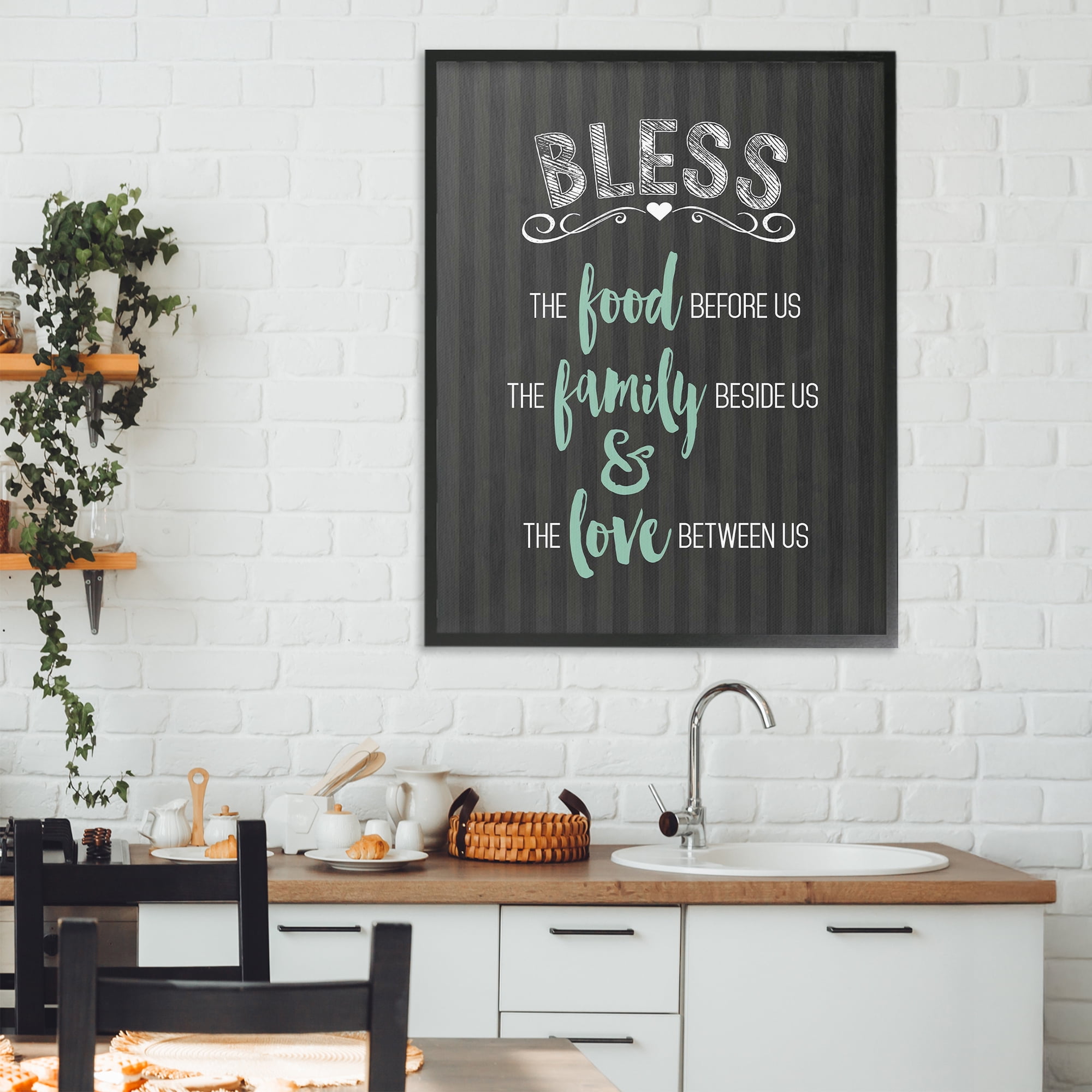 Bless The Food Family & Love Black Framed Giclee Art, design by Lettered and Lined