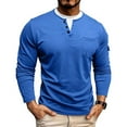 thumbnail image 2 of Henley Shirts for Men Long Sleeve Lightweight Casual Basic Tee Crewneck Soft T-Shirt Big and Tall with Pocket Blue M, 2 of 8