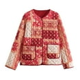thumbnail image 4 of Cutuoiiu Quilted Jackets for Women Casual Loose Round Neck Long Sleeve Outwear Warm Jackets Gifts, 4 of 6