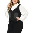 thumbnail image 4 of Agnes Orinda Plus Size Denim Vests for Women Vest Tops Button Down Jean Waistcoat Casual Sleeveless Jacket 4X Black, 4 of 6