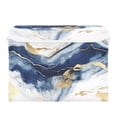 thumbnail image 2 of Large Lidded Foldable Storage Baskets Cubes Boxes Lids Bin for Home Bedroom Office Blue Marble with Gold, 2 of 7