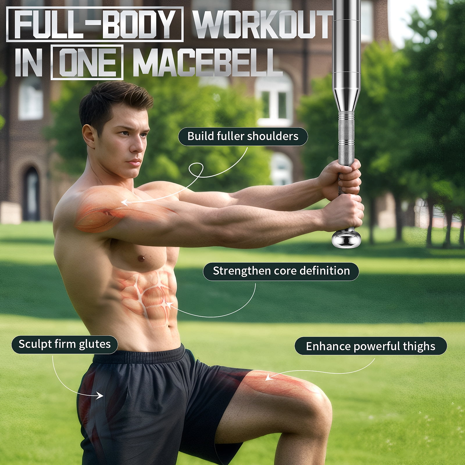 EAST MOUNT Adjustable Weightlifting Bar Macebell Clubbell for Strength Training,6-in-1 Premium Steel Weighted Indian Clubbell for Full Body ,Muscles, Shoulder/Grip/Forearm Training & Stretching