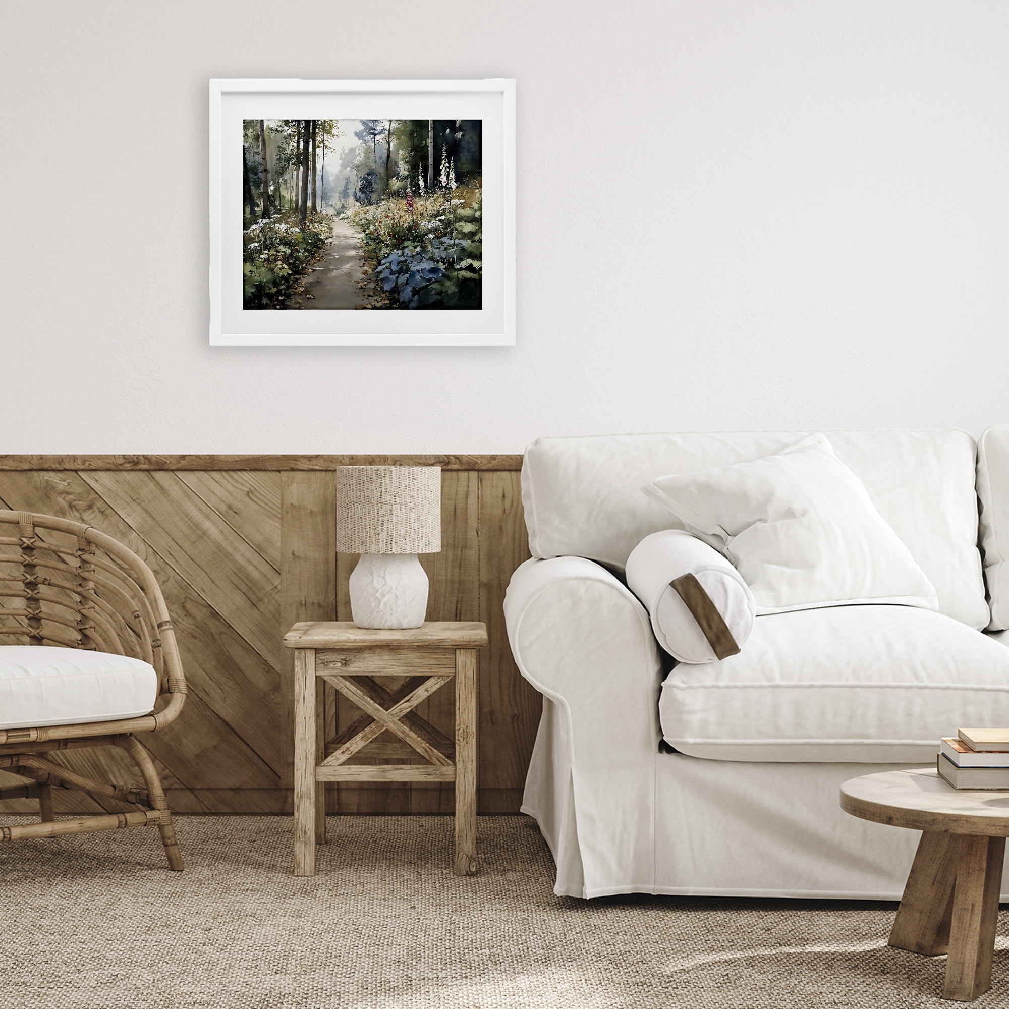 Stupell Industries Foliage Forest at Dusk White Framed Print Under Glass, design by Franklyn Gregory