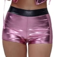 thumbnail image 4 of Afdoent Shorts For Women Solid Color Shiny Leather Stage Performance Pants Gold Embossed Leather High Waist Shorts Beach Vacation Outfits, 4 of 8