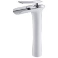 thumbnail image 1 of Grifo de cascada alto para baño, grifo mezclador para lavabo de agua caliente y fría, diseño moderno, color blanco, 1 of 5