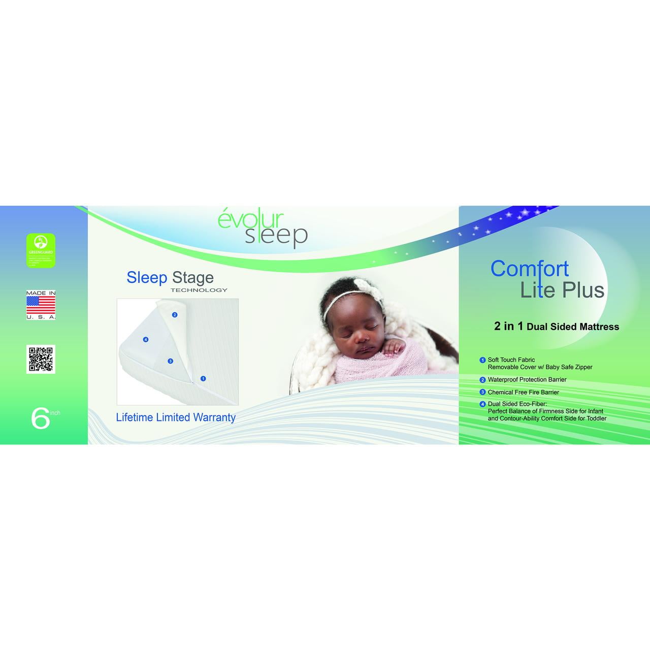 evolur Sleep Comfort Lite Plus Fiber Crib & Toddler Foam Mattress