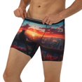 thumbnail image 3 of Rateoe Cat Watching City Sunset Print Men’s Underwear Boxer Briefs Soft Comfortable Underwear Boxer Briefs, Long Leg Briefs,Anti-chafing Boxer Briefs, 3 of 7