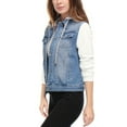 thumbnail image 4 of DARING DIVA Women's Layered Outerwear Hooded Denim Jacket XXXL Sky Blue, 4 of 6