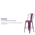 thumbnail image 5 of BizChair Commercial Grade 4 Pack 30" High Purple Metal Indoor-Outdoor Barstool with Back, 5 of 9