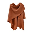 thumbnail image 4 of DPTALR Womens Solid Large Front Sweater Knitting Design Hollow Out Feel Wrap Topper Knitted Elegant Shawls Cape For Fall Winter, 4 of 5
