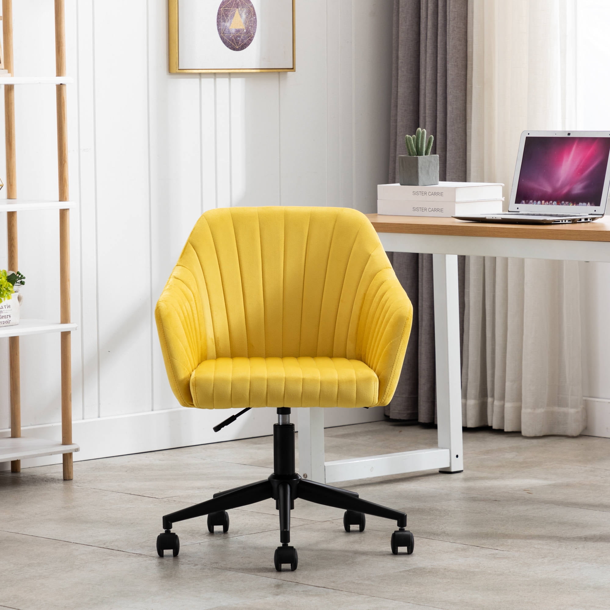Office Chair with Middle Back, Modern Desk Chair with arms and Wheels