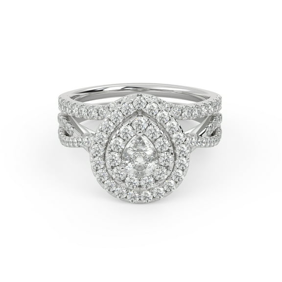 AFFY Split Shank Infinity Twisted Double Halo Bridal Set Ring for Women, 1.20 Carat (ctw) Pear Lab Grown Diamond Engagement Wedding Ring 14K White Gold Over Sterling Silver F-G-H, SI Quality -4