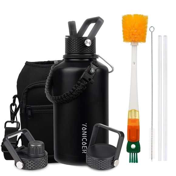 Botella de agua térmica YONICOER de 1,9 L de acero inoxidable de triple pared