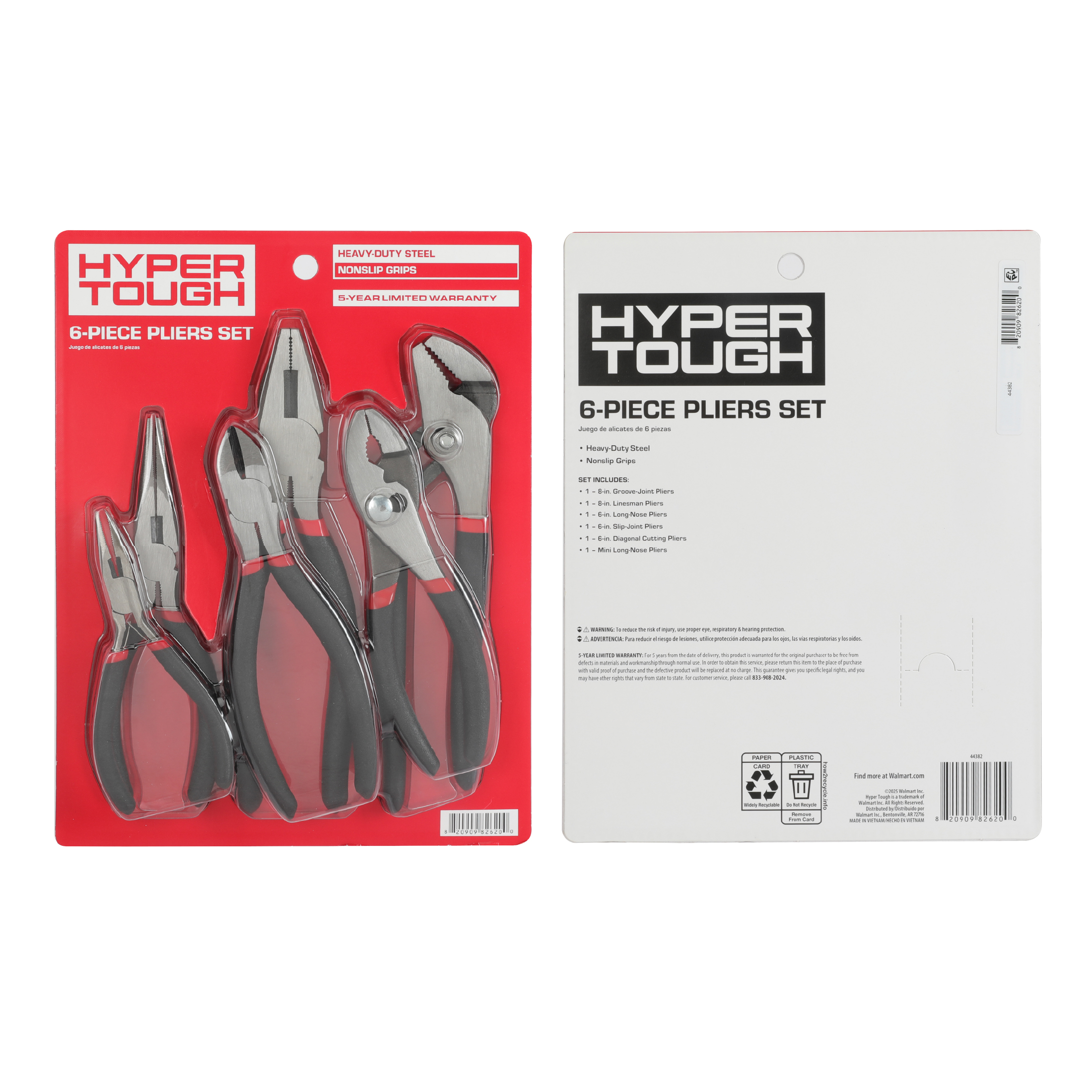 Juego de 6 pinzas con agarres antideslizantes Hyper Tough 8