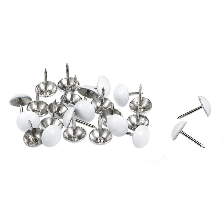 Push Pins Mcredy Thumb Tacks Furniture Tacks Round Metal 0.43x0.67(DxH)  White Pack of 25