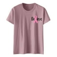 thumbnail image 4 of Women's Cancer Awareness Tees in October Letter Short Sleeve T-Shirt Pink Ribbon Survivor Gift Loose Fit Casual Tops, 4 of 4