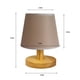 thumbnail image 3 of Lámpara de mesa regulable de 3 vías con pantalla redonda de tela de lino - lámpara de mesilla de madera maciza para dormitorio, salón u oficina, bombilla LED incluida, 3 of 8