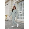 thumbnail image 6 of Arshiner Girls 2 Piece Outfits Tracksuits Casual Crewneck Sweatshirts Side Zipper Pullover and High Waisted Sweatpants Set, 6 of 6