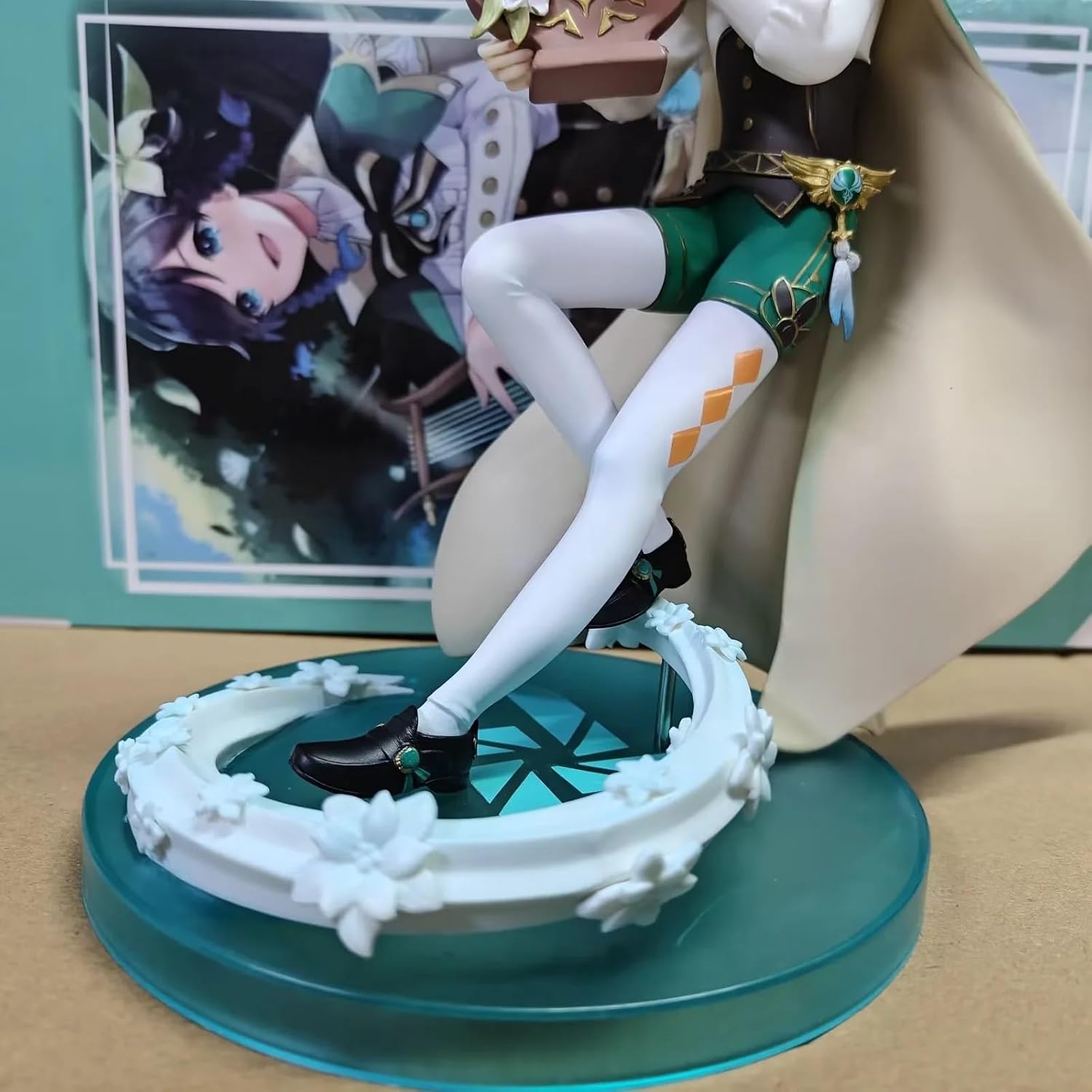 Venti Figure Sitting Harp Venti Replacement Face Action Figures 24cm/9.4inch PVC Handmade Anime Statue Model Decoration Gifts