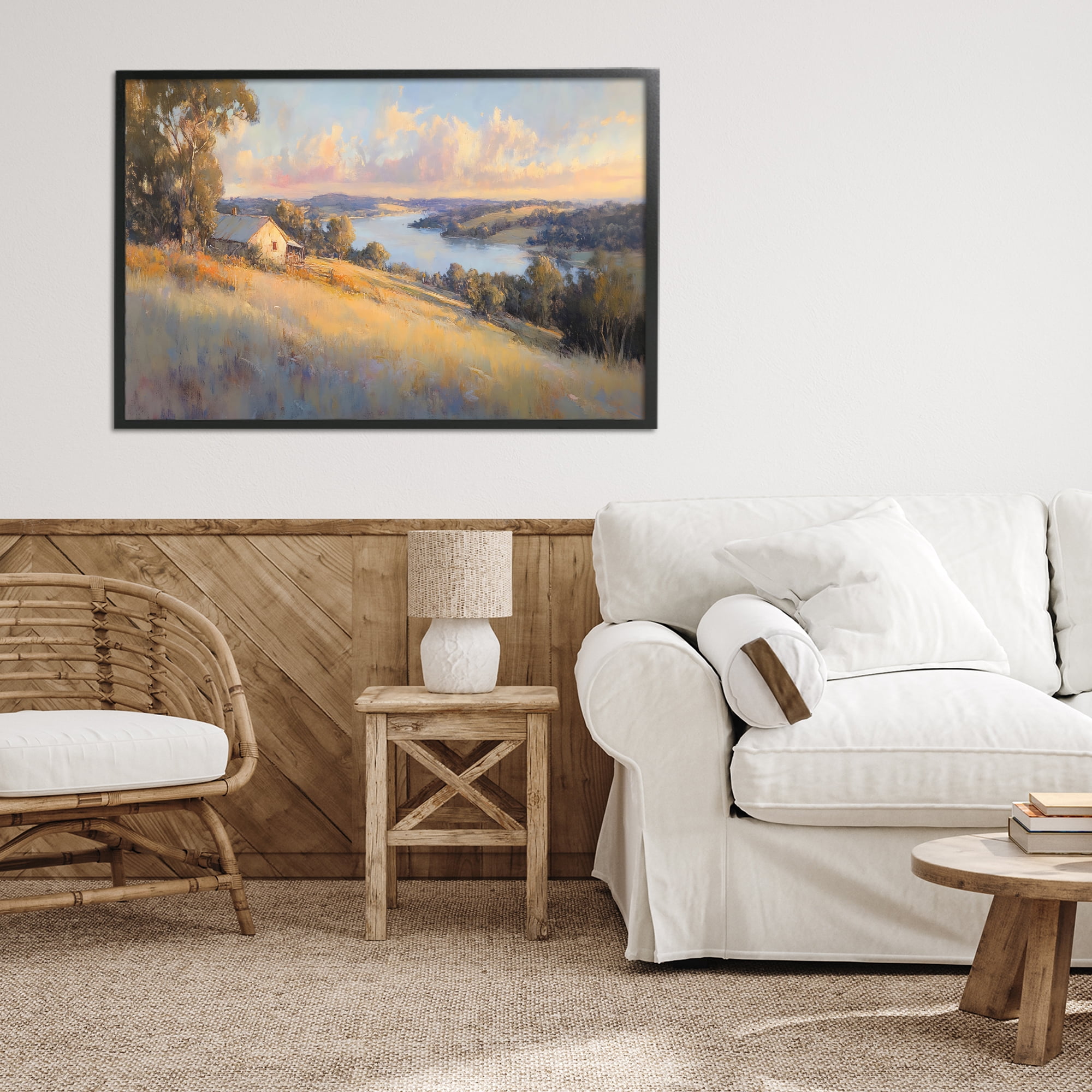 Stupell Industries Hilltop Cottage in Sunset Glow Black Framed Giclee Art, design by Creative Studio