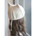 thumbnail image 2 of Boina de invierno con orejas para mujer, gorro francés, disfraz de Lolita, gorro de pintor de gato kawaii, talla única, 2 of 4