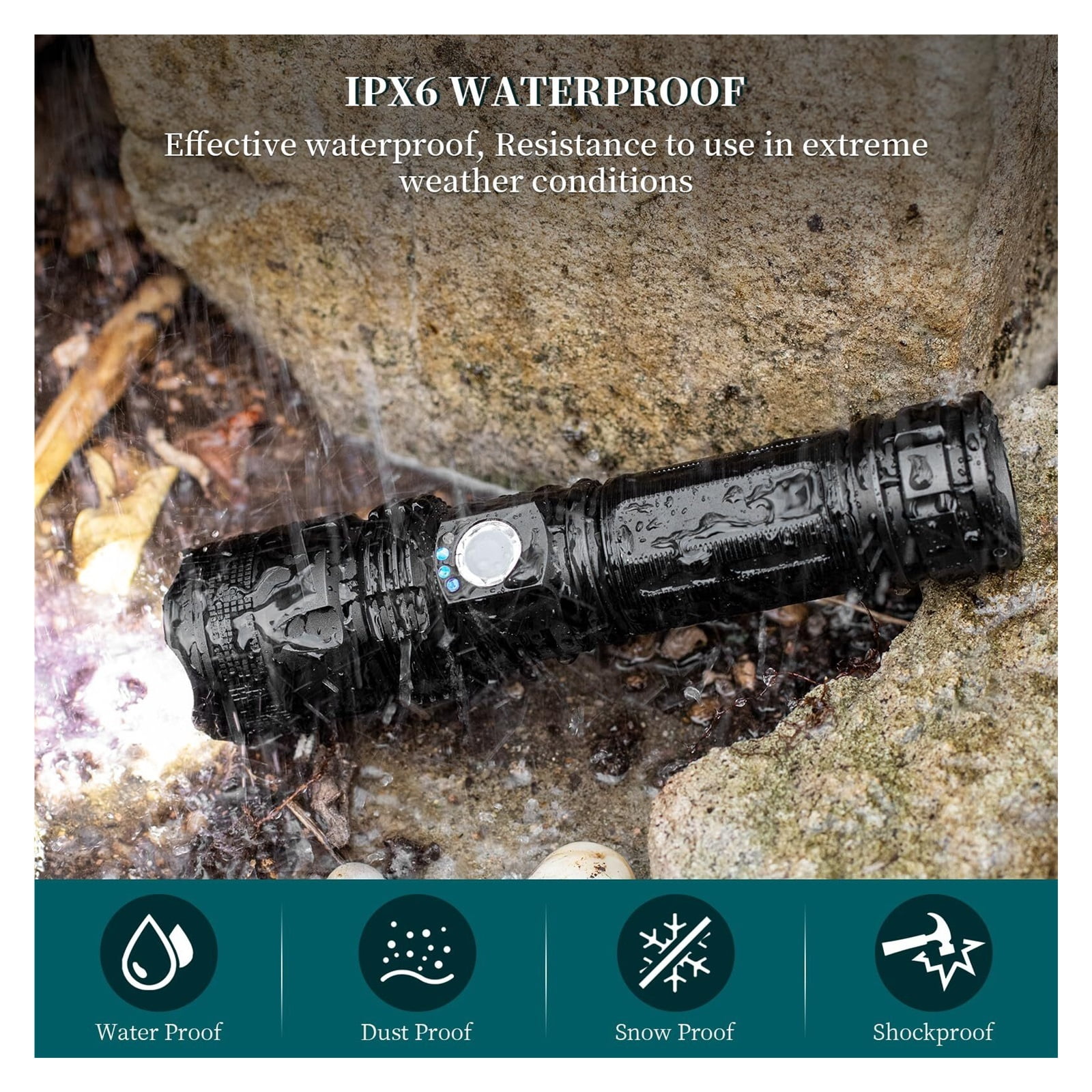 Rechargeable Flashlights High Lumens, 990,000 Lumens Super Bright LED Flash Light, 5 Modes, IPX6 Waterproof Handheld Flash Light for Home, Emergencies, Camping