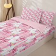 thumbnail image 3 of Homewish Girly Pink Bowknot Zipper Twin Comforter Sets with Fitted Sheet and 2 Pillowcases For Kids,Cute Rainbow Ombre Stars Zipper Bedding Set,Reversible,4 Pieces, 3 of 7