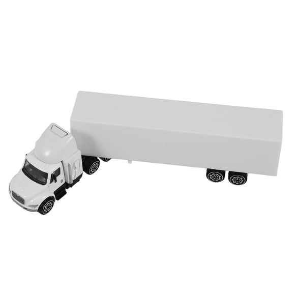 OULII Container Truck Toy Decorative Item for Collectors in White Alloy 1Set