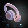 thumbnail image 3 of Riwbox WT-7S Kids Bluetooth Headphones Light Up, Foldable Stero Wireless Headset with Microphone and Volume Control for PC/Tablet/TV/Travel (Purple), 3 of 5