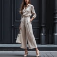 thumbnail image 6 of Stamzod 2 Piece Sets for Women Business Casual Outfits Long Sleeve Shirts with Pants Spring Summer Office Work Sets Beige XXL, 6 of 8