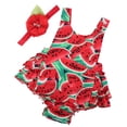 thumbnail image 1 of Princesasa Ropa Para Bebé Niña Peleles Y Diadema Con Volantes Florales De Sandía Para Regalos De Recién Nacidos A20 0-6 Meses (Talla S), 1 of 5