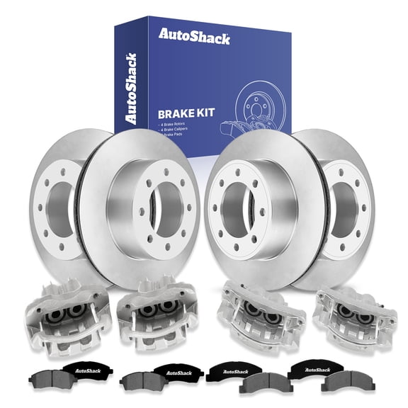 AutoShack Front Vented & Rear Vented Brake Rotors   Ceramic Pads   Calipers 16-PC Brake Kit Replacement for 2000-2005 Ford Excursion 2000-2004 Ford F-250 Super Duty