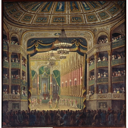 View Of The Hall Of The Opera Rue Le Pelletier In Paris The Inauguration Day In 1821 Canvas Art - (24 x 36)