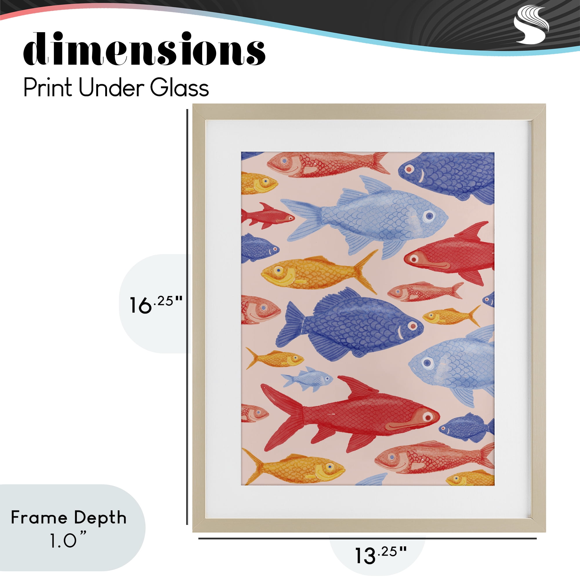Stupell Industries Red Yellow and Blue Fish Birch Framed Print Under Glass, design by The Paper Curator