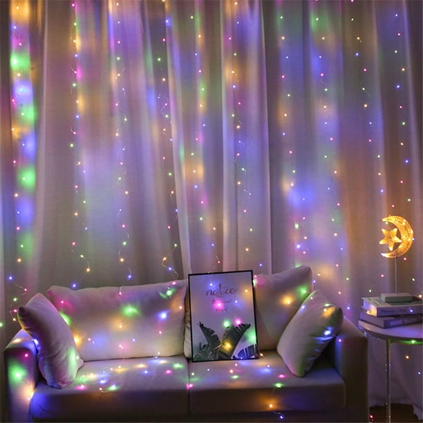 Decoración navideña Luces de cadena LED Luz de cortina de hadas USB al aire libre con control remoto