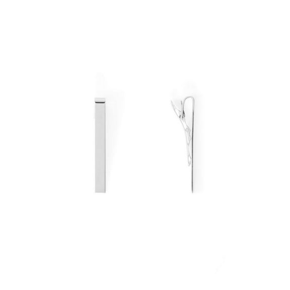 925 Sterling Silver 2 Polished Tie Bar Clip 6.4mm X 51mm Tie Clip for Men