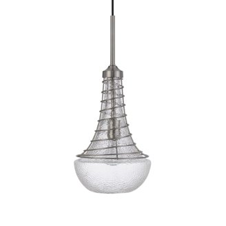 Livex Lighting Alexis 1-Light Brushed Nickel Ceiling Mount With K9 Crystal Rods & Fabric Shade | Modern Chandelier For Dining & Bedroom
