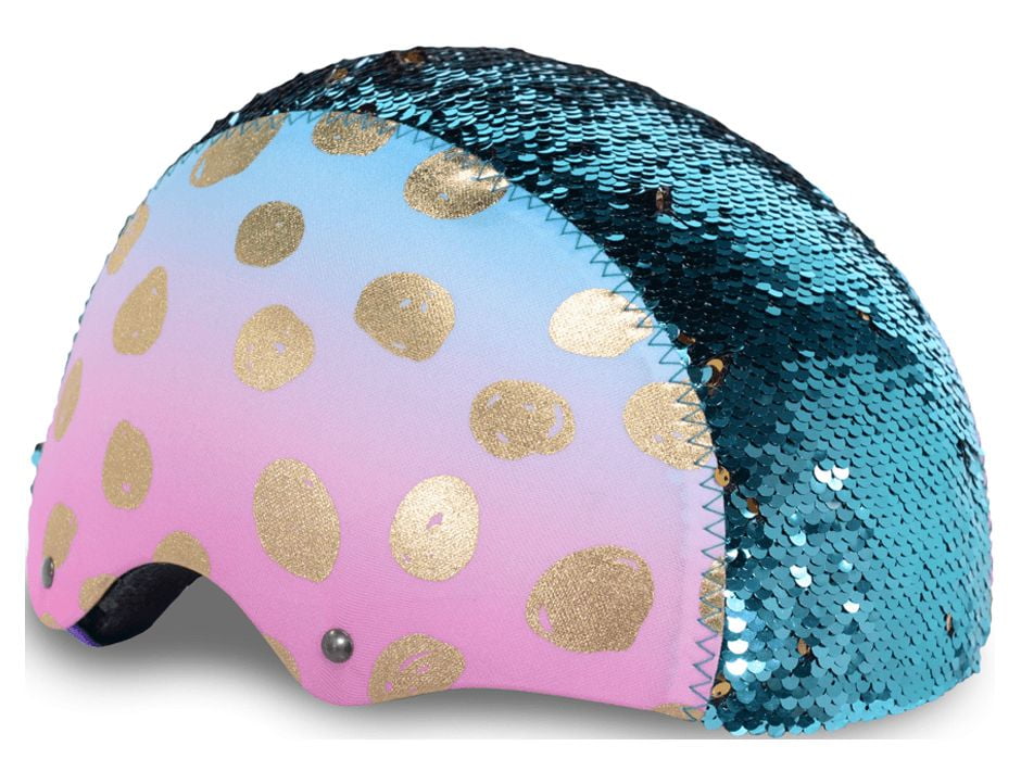 LittleMissMatched Gold Dots Magic Sequin Multi-Sport Youth Helmet, Pink/Blue