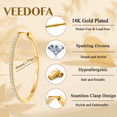 thumbnail image 3 of VEEDOFA 14K Gold Plated CZ Hoop Earrings for Women, Lightweight 20/30/40mm Hoops, 3 of 7