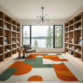 thumbnail image 2 of ODIKA 9'x12' Washable Area Rug Low Pile, Flatwoven, Burnt Orange Retro Abstract Funky Face Eclectic Composition Mid-Century Line Art for Great Room, Indoor Concept, Large Living, 2 of 7