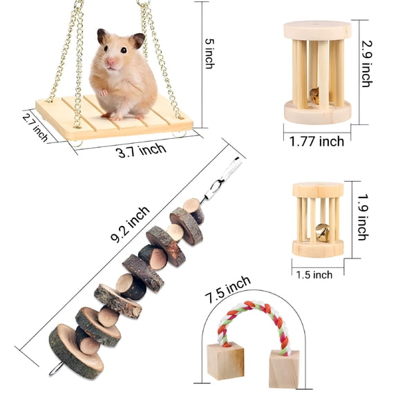 BESTSKY 10 Pcs Apple Wood Activity Toys Hamster Chew Toys Rat Chinchilla Pet Toys Accessories Natural Organic