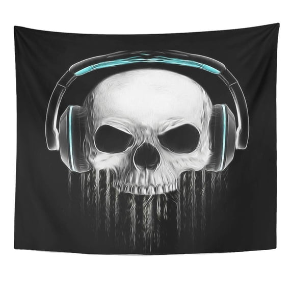 REFRED Face Graphic Skull Evil Concert Rock and Roll Music Headphone Wall Art Hanging Tapestry Home Decor for Living Room Bedroom Dorm 60x80 inch