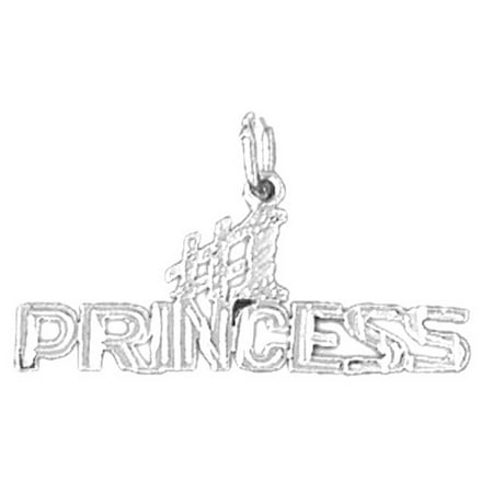 18K White Gold #1 Princess Pendant - 15 mm