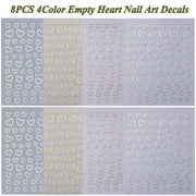 Heart Nail Art Stickers 8sheets 3D Self-Adhesive Nail Decals for Nails Manicure Art Design(4color)